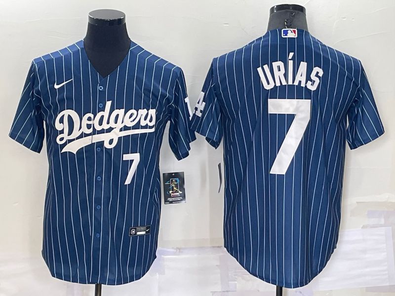 Men Los Angeles Dodgers #7 Urias Blue Stripe Throwback Nike 2022 MLB Jerseys->san francisco 49ers->NFL Jersey